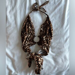 Cheetah print lace halter crop top